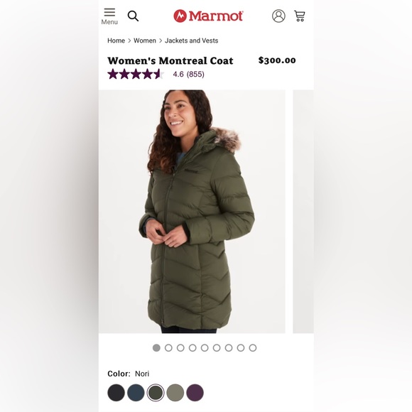 NWT Marmot Women’s Montreal 700 Fill Down Fur Lined Long Parka Nori Green - XS - Picture 3 of 11